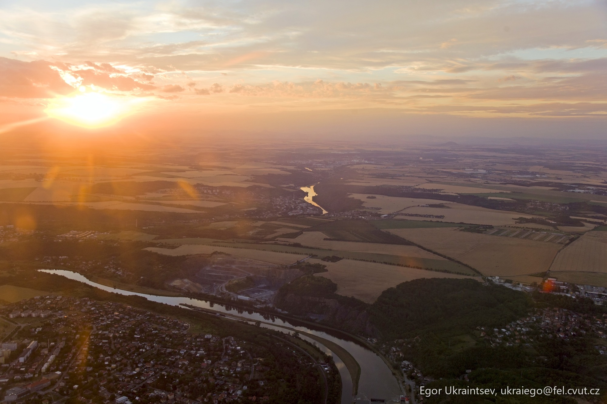 Sun setting over a city
