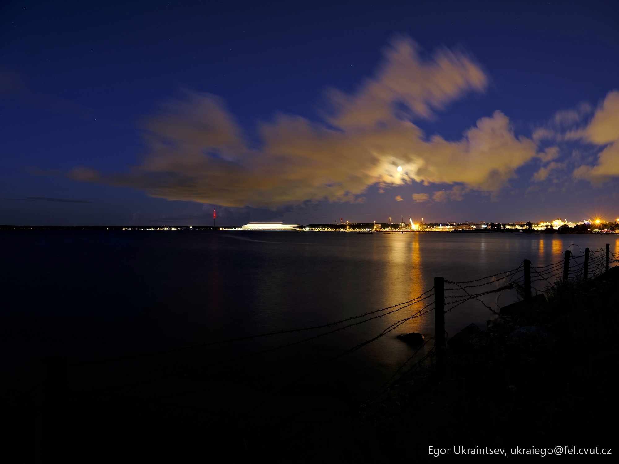 Night sky over the ocean