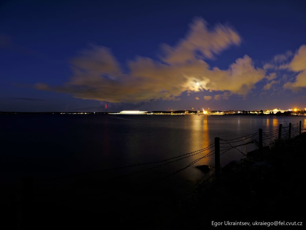 Night sky over the ocean