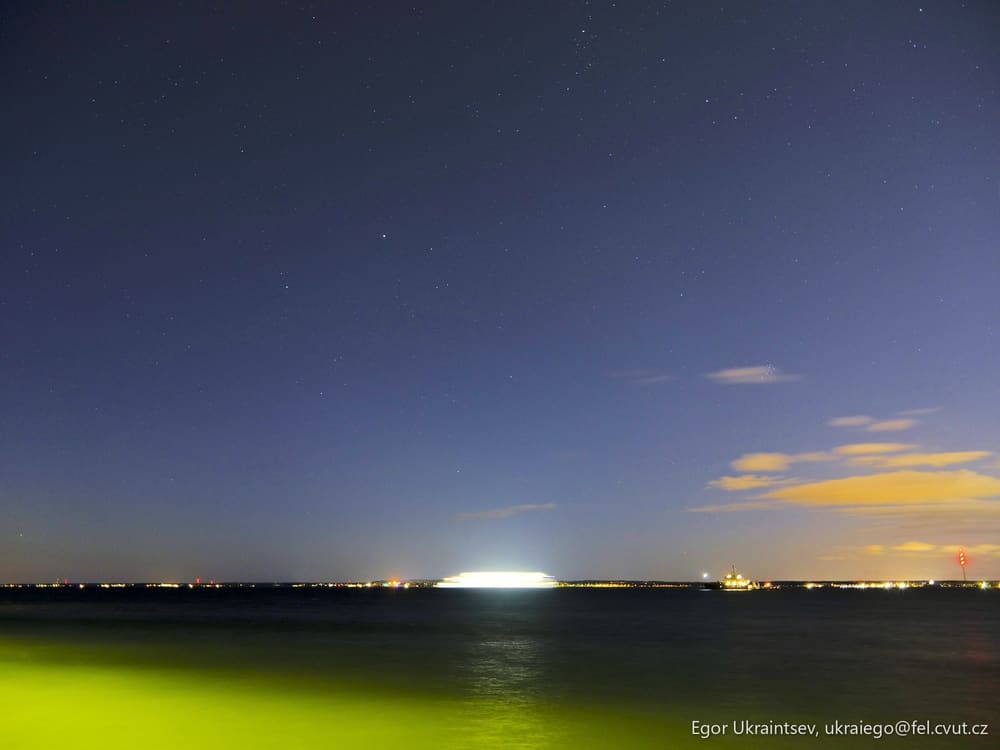 Night sky over a body