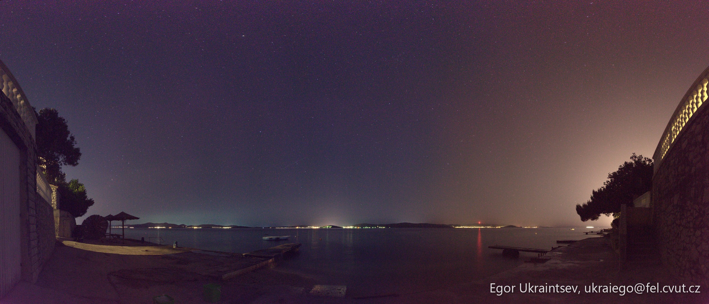 Night sky over a body