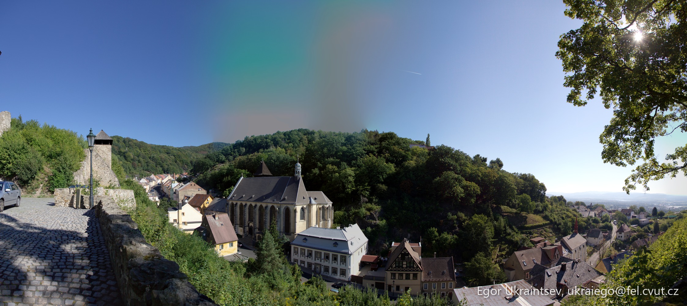 Town with a rainbow colored