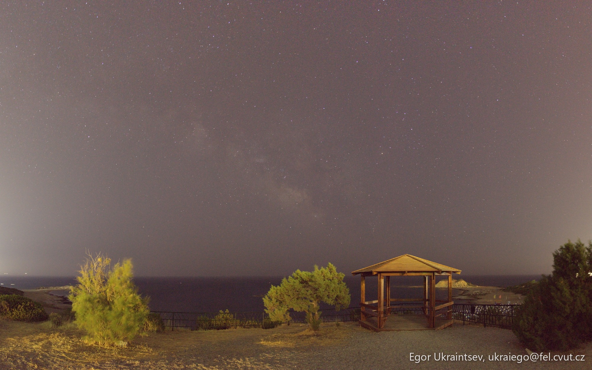 Night sky over the ocean